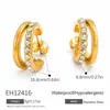 Brincos Yuhui de Aço Titânio Transfronteiriços em Formato C com Cravação Completa de Diamantes, Clássicos e Modernos, Banhados a Ouro 18K Real, Brincos de Aço Inoxidável à Prova d'Água