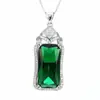 Colgante de corindón y turmalina color verde tesoro, estilo coreano, con esmeralda chapada en platino y microincrustaciones de circonita para mujer.