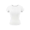 Camiseta de Manga Corta con Cuello Redondo y Ceñidor en la Cintura Marca Z Verano Transfronteriza Pequeña Venta al por Mayor Hombro Normal Estilo Europeo y Americano para Mujer Alta Elasticidad Modelo Nuevo Za