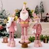 3 decorações de natal haobei rosa velho boneco de neve alce telescópico boneca janela ornamentos presentes de natal