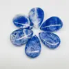 Suministro de fábrica jade natural patrón azul mini gota de agua piedra desnuda accesorios para joyería DIY material de incrustación parche lote