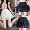 Falda Blanca de Pastel Estilo Ballet Falda de Princesa Falda de Verano para Mujer Cintura Alta Dulce Falda de Línea A Falda Anti-Exposición Falda Corta
