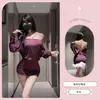 Pijama Azul de Manga Longa com Uma Alça para Mulheres, Saia Sexy sem Costas de Verão, Estilo Pura Luxúria Saia Curta Justa ao Corpo Hot Girl