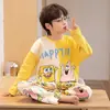 Pijama infantil para primavera e outono, 100% algodão, de manga comprida, para crianças e adolescentes, roupa de casa para meninos, novo modelo outono 2026