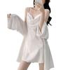 Camisola de luxo sexy feminina de verão, camisola de seda gelada, conjunto de camisola com costas bonitas, roupas de alta qualidade para casa