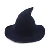 Sombrero de Mago de Lana Sombrero Popular de Halloween de Amazon Transfronterizo Europeo y Americano Puntiagudo de Ala Grande Sombrero de Copa Tejido Sombrero de Bruja