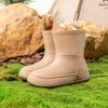 Sapatos de chuva com forro de lã da moda transfronteiriça, tubo curto feminino, cinto de vento fofo para estudantes, sapatos quentes de água, sapatos de borracha à prova d'água para mulheres
