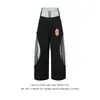 Pantalones deportivos de chándal de estilo callejero americano de dos piezas falsas de doble cintura para hombre y mujer, pantalones de pierna ancha con bloques de color de primavera para hip-hop y danza jazz
