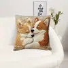 Funda de Almohada Corta de Felpa Perro Lindo Funda para Cojín de Cama Estampada Tejida Imitación Cubierta para Cojín de Coche Oficina Cintura