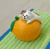 Comestibles japoneses zakka serie naranja hogar gato resina lindos pequeños adornos regalo miniatura escena de disparo