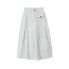 Calça Cropped Lavável de Algodão Oufan com Aba de Bolso Falsa e Barra Curva para Mulheres Outono Novo Cintura Alta Solta Casual Feminina 11440