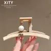 Estilo Luxo Leve, Prendedor de Tubarão Grande de Pérola Estiloso, Versátil para Cabelos Grossos, Prendedor de Cabelo de Cobertura Total, Acessório Exquisito, Ornamento de Cabelo