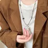 Corrente de Suéter Flor de Corda Trançada Feminina Outono e Inverno High-End Retro Versátil Acessórios para Estudantes Colar Pingente Longo Gargantilha