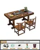 Juego Grande de Mesa de Té y Sillas de Madera Maciza, Una Mesa y Cinco Sillas, Mesa de Té de Estilo Chino Nuevo, Adecuado para Oficina o Uso en Casa, Estación para Preparar Té