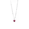 Colar Pequeno de Amor Feminino Mini Pingente de Coração com Diamante Rosa Moda de Nicho Fresco e Fuga Corrente para Clavícula Coração de Princesa