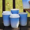 Vaso desechable para té de leche con película de estrellas, doble capa engrosada, a prueba de fugas, con tapa, venta al por mayor para uso comercial, vaso de papel de estilo de lujo ligero de alta gama