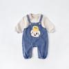 Outono 2024 Novo Terno Infantil Desenho Animado Fofo Bebê Menino Camiseta Básica Macacão Conjunto de Duas Peças