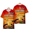 Lanches Populares de Verão Nova Camiseta Masculina Engraçada de Manga Curta Imagens Masculinas e Femininas Estampadas Gola Redonda Tendência Tops Quentes