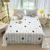 Ins pieza única algodón lavado estampado producto individual sábana de cama cepillado dormitorio de estudiante algodón aloe sábana individual doble al por mayor