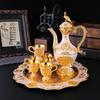 Terno de vinho estilo palácio criativo requintado estilo europeu ornamentos de metal para casa retro luz luxo copo de vinho pote de vinho conjunto de oito peças