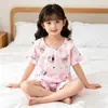 Comércio Exterior 2026 Novo Modelo Pijama de Menina Verão Manga Curta Estilo Fino Gola Boneca Fofo Princesa Roupa de Casa para Meninas