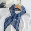 Bufanda Pequeña de Lino a Cuadros Moda Retro Coreana para Mujer 2026 Nueva Versátil Elegante Decoración de Bufanda para Cuello