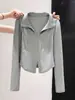Camiseta de Cardigan con Cuello Alto y Doble Cremallera de Manga Larga para Mujer, Nueva de Principios de Otoño, Ajustada, Corta, Camiseta Base, Top, Chaqueta, Ins