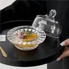 Taza de Nido de Pájaro de Vidrio con Tapa, Bol Transparente para Postre de Frutas, Bol para Agua con Azúcar, Juego de Tazones para Hongo Blanco, Taza de Sopa, Taza de Vidrio Giratoria