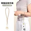 Novo Cordão de Pulso Curto Ajustável para Celular, Corrente de Suspensão Europeia Elegante, Gaxeta de Garra de Gato Antifurto, Pingente de Corda de Pulso