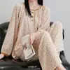 Pijama Familiar de Algodón y Seda para Mujer Otoño y Primavera Manga Larga Pantalón Largo Estilo Nacional Conjunto Holgado Talla Grande Ropa de Casa Se Puede Usar Afuera 2025