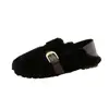 Chinelos peludos para o outono e inverno para mulheres, sapatos de algodão para uso externo em novo estilo 2026, sapatos da moda com sola plana, tendências, sola macia