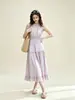 Vestido Branco Sem Manga Original Nanyou com Acabamento em Madeira Francês para Mulheres Verão 2026 Cintura Marcada Franzida Vestido de Fada para Férias na Praia