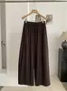 Pantalones casuales de pierna ancha con cordón estilo coreano KEKEZOON para mujer, color sólido de otoño, holgados, versátiles, tipo globo 8701