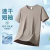Camiseta Masculina de Manga Curta de Seda Gelada 2026 Verão Novo Estilo Masculino Esportes Corrida Fitness Rápida Secagem Roupa Camiseta de Manga Meia-Manga Roupa Masculina