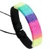 Pulsera Arcoíris de Gusto Ins Coreano y Japonés para Corazón de Chica Pulsera Sencilla de Cuero Tejido para Pareja y Novia Estudiante