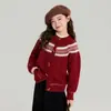 Suéter Cárdigan Jacquard Fair Isle para Niñas Pudding Haru Atmósfera Otoño e Invierno Nuevos Tops de Punto para Niños Top