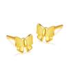 Aretes de botón de latón chapado en oro con forma de lazo, aretes de pasador de 9 palabras, aretes de moda simples color oro arena para mujer, mismo estilo que el libro rojo pequeño