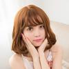 Peruca de moda coreana feminina cabelo curto cacheado instantâneo macarrão rolo peruca headgear curto flor pêra cabeça franja de ar peruca
