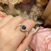Camellia Classic vintage Imitação Azul Corindo Pérola Elegante Pulseira Terno Banhado A Ouro Colar De Contas Anel Elástico