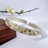 Pulsera Abierta Antigua Pintada en Oro Pegamento Plata Pura 9999 Plata Esterlina Nuevo Estilo Nicho Chinoiserie Regalo para Novia en el Año de la Serpiente