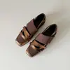 Zapatos Mary Jane Plateados Cuadrados de Estilo Francés para Mujer, Nuevo Estilo Otoño e Invierno 2025 Zapatos Planos Casuales tipo Ballet para Uso en Exteriores