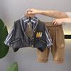 Traje de Primavera y Otoño para Niño 2024 Nuevo Bebé Guapo Otoño Chaleco de Mezclilla de Tres Piezas Ropa Exterior para Bebé Infantil Ropa de Moda