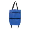 Bolsa de compras con ruedas, plegable y portátil, de gran capacidad, engrosada, adecuada para uso doméstico, supermercado, mensajería, compras de comestibles y como carrito de arrastre