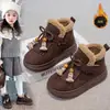 Zapatos para Niños 2026 Invierno Nuevo Estilo Coreano para Niñas con Forro de Algodón Plus Velvet Zapatos Cálidos de Moda de Lana de Cordero para Niñas Pequeñas
