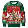 2025 Novo Modelo Moletom de Gola Redonda de Natal Casual Divertido Estampa Digital 3D de Natal Roupa de Casal para Homens e Mulheres