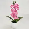 Conjunto de Planta em Vaso de Orquídea Phalaenopsis Artificial com 7 Flores, Novo Estilo Chinês Decoração de Casa Orquídea Casamento Conjunto de Flores Artificiais Ornamento Decoração