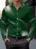Camisa listrada com estampa digital 3D, camisa social, camisa casual masculina de manga longa
