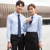 Camisa de Algodão de Alta Qualidade Unissex Manga Longa Camisa Branca Masculina Slim Fit Camisa Azul Feminina de Negócios