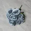 Flores Artificiales para Salón de Bodas, Ramo Falso de Rosas de 9 Cabezas, Adornos para Decoración del Hogar, Flores de Mano, Pared de Flores de Seda Transfronteriza