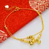 Tornozeleira de Moda Dourado Areia Vietnamita Latão Banhado a Ouro 24K Sino Camada Dupla Giratório & Contas de Transporte Tornozeleira Feminina Exportação Moeda Europeia Dourado